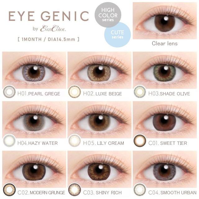 [Contact lenses] EYE GENIC by EVERCOLOR [2 lenses / 1Box] / Monthly Disposal 1Month Disposable Colored Contact Lenses DIA14.5mm 14.2mm<!-- アイジェニック バイ エバーカラー 度なし 1箱2枚入 □Contact Lenses□-->